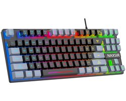 NAXSIR Gaming toetsenbord - 87-Toetsen - Tweekleurig Ontwerp - RGB - USB Plug-and-Play