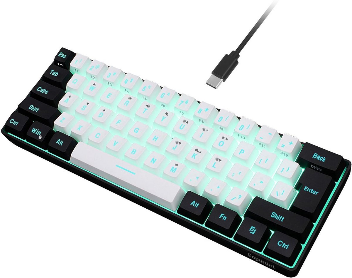 Ultra Compact 60% Bedraad Gaming Toetsenbord met RGB Verlichting en Afneembare Kabel