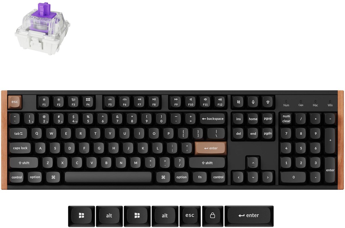 Keychron K10 HE toetsenbord special edition zwart/hout Magnetic Nebula switch