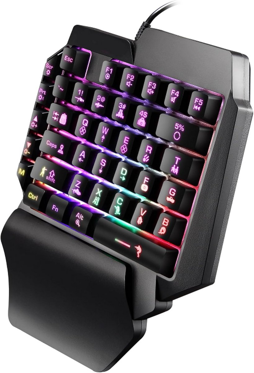 Mini Gaming Toetsenbord 39 Toetsen Met RGB Verlichting En Polssteun USB Bedraad