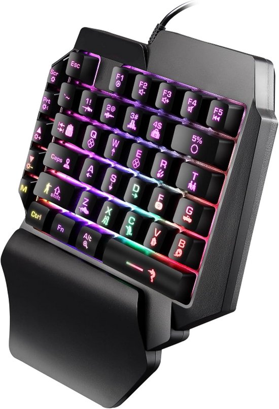 Mini Gaming Toetsenbord 39 Toetsen Met RGB Verlichting En Polssteun USB Bedraad