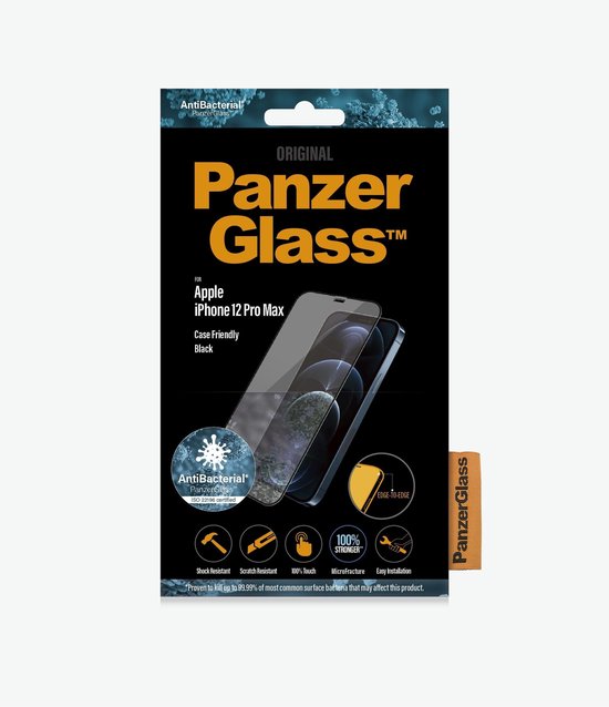 PanzerGlass Case Friendly Apple iPhone 12 Pro Max Screenprotector Glas - Negro