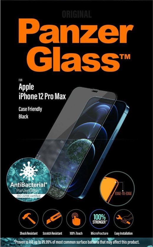 PanzerGlass Case Friendly Apple iPhone 12 Pro Max Screenprotector Glas - Zwart