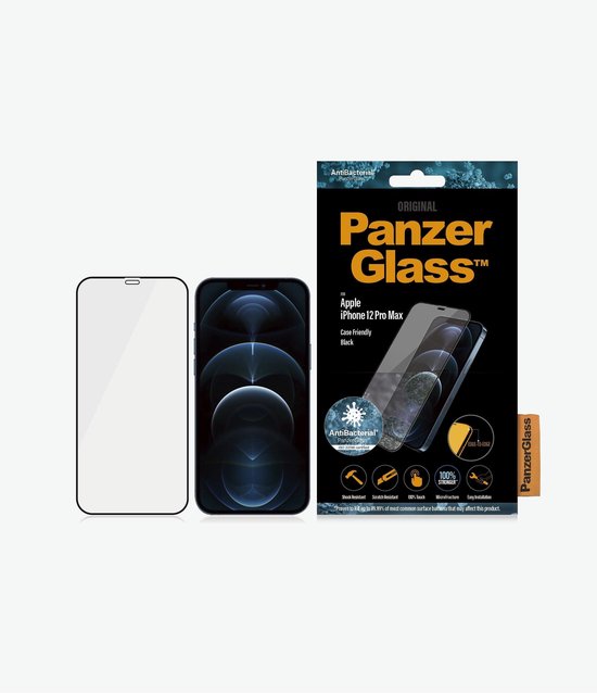 PanzerGlass Case Friendly Apple iPhone 12 Pro Max Screenprotector Glas - Zwart
