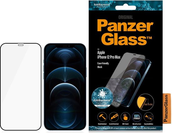 PanzerGlass Case Friendly Apple iPhone 12 Pro Max Screenprotector Glas - Zwart