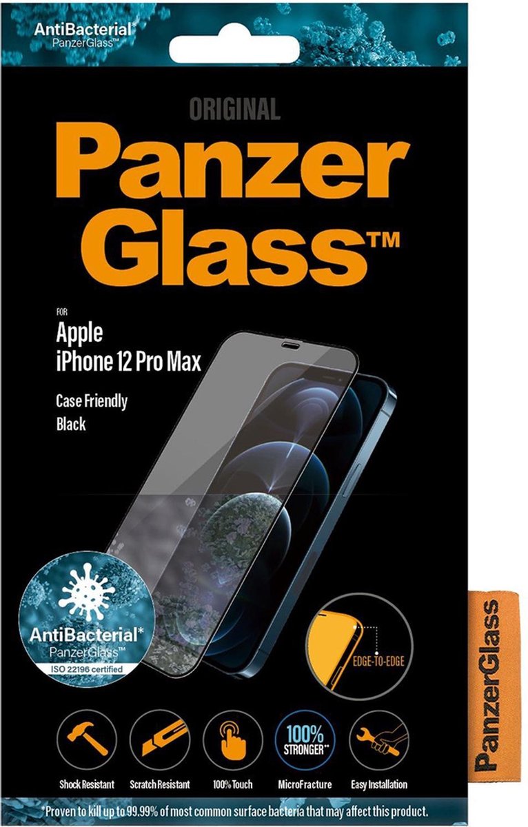 PanzerGlass Case Friendly Apple iPhone 12 Pro Max Screenprotector Glas - Zwart