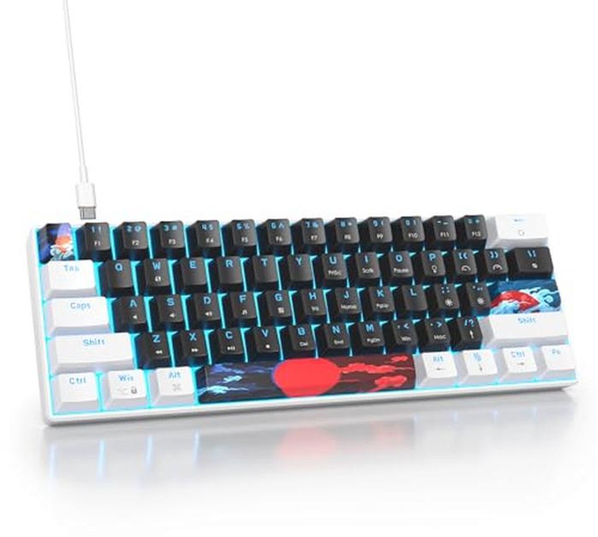 Compact Mechanisch Gaming Toetsenbord met 61 Toetsen en LED Verlichting