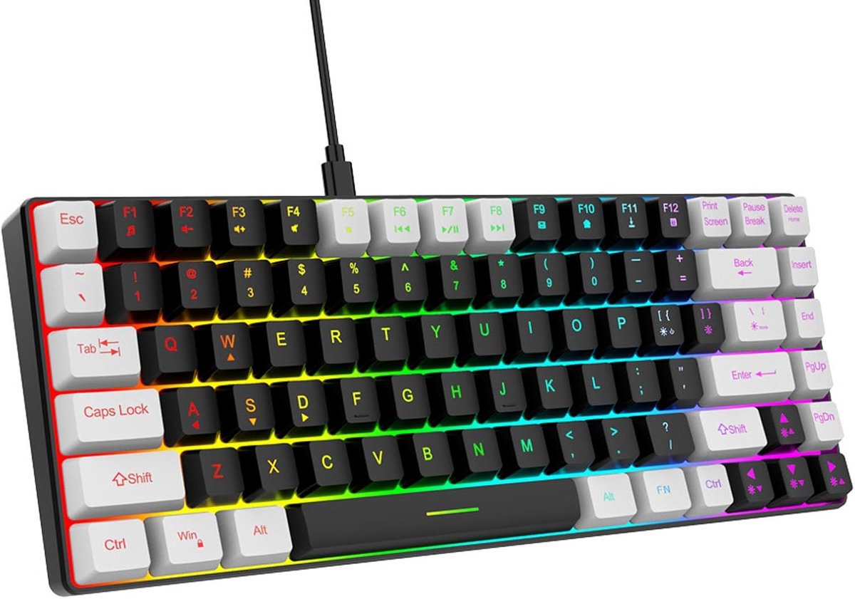 Compact 84-toets Gaming Toetsenbord met RGB Verlichting Bedraad