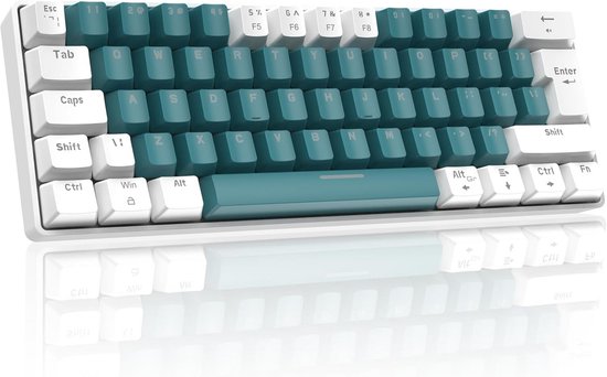 60% Mechanisch Gaming Toetsenbord UK Layout, Compact Bedraad Toetsenbord met 62 Toetsen