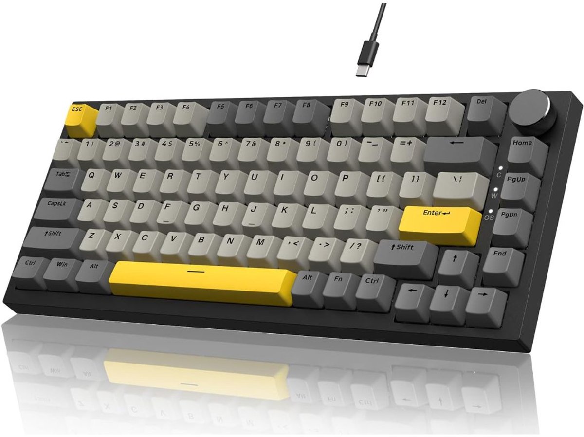 Mechanical Keyboard - Mechanisch Toetsenbord Gaming - Grijs met Geel