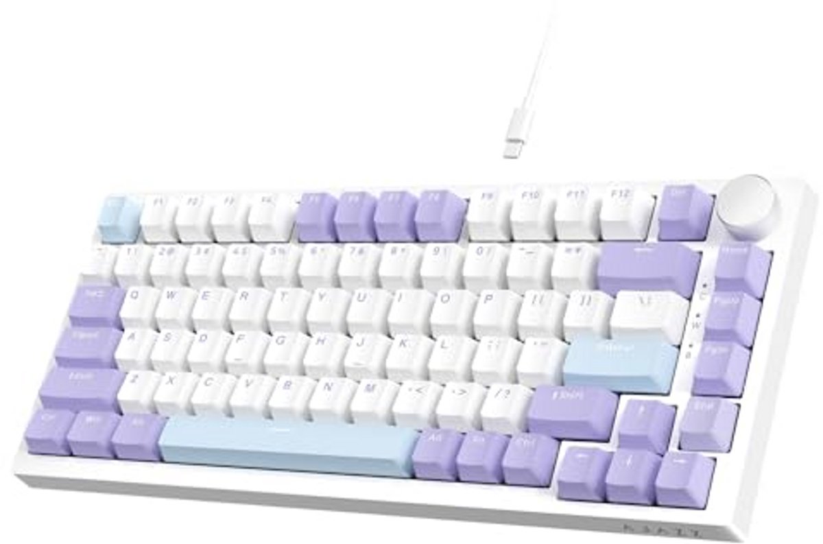 Mechanisch Gaming Toetsenbord met RGB Verlichting - 75% TKL Ontwerp, Hot-Swap en PBT Toetsdoppen