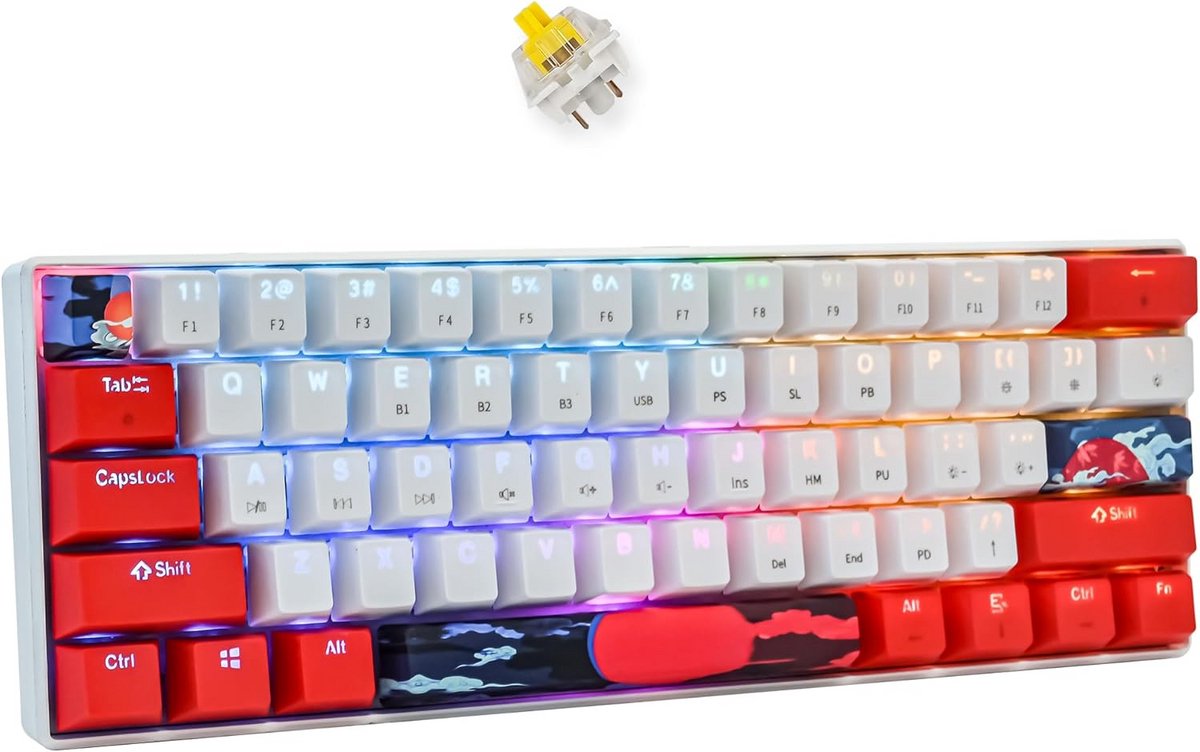 Compact 60% Gaming Toetsenbord met RGB Achtergrondverlichting en Bluetooth 5.0