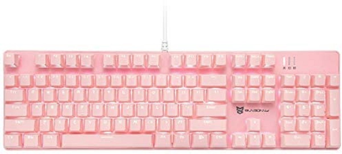 Mechanisch Gaming Toetsenbord met LED Verlichting - Roze, 104 Toetsen, Amerikaanse Lay-out