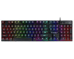 T-WOLF T20 USB bedraad gamingtoetsenbord met kleurrijk, verlicht ergonomisch mechanisch