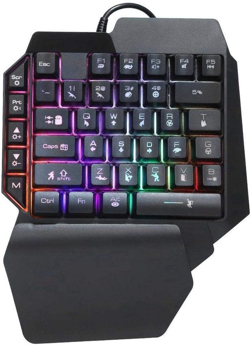 Eenhandig Mechanisch Gaming Toetsenbord met 39 Toetsen en Lichteffecten