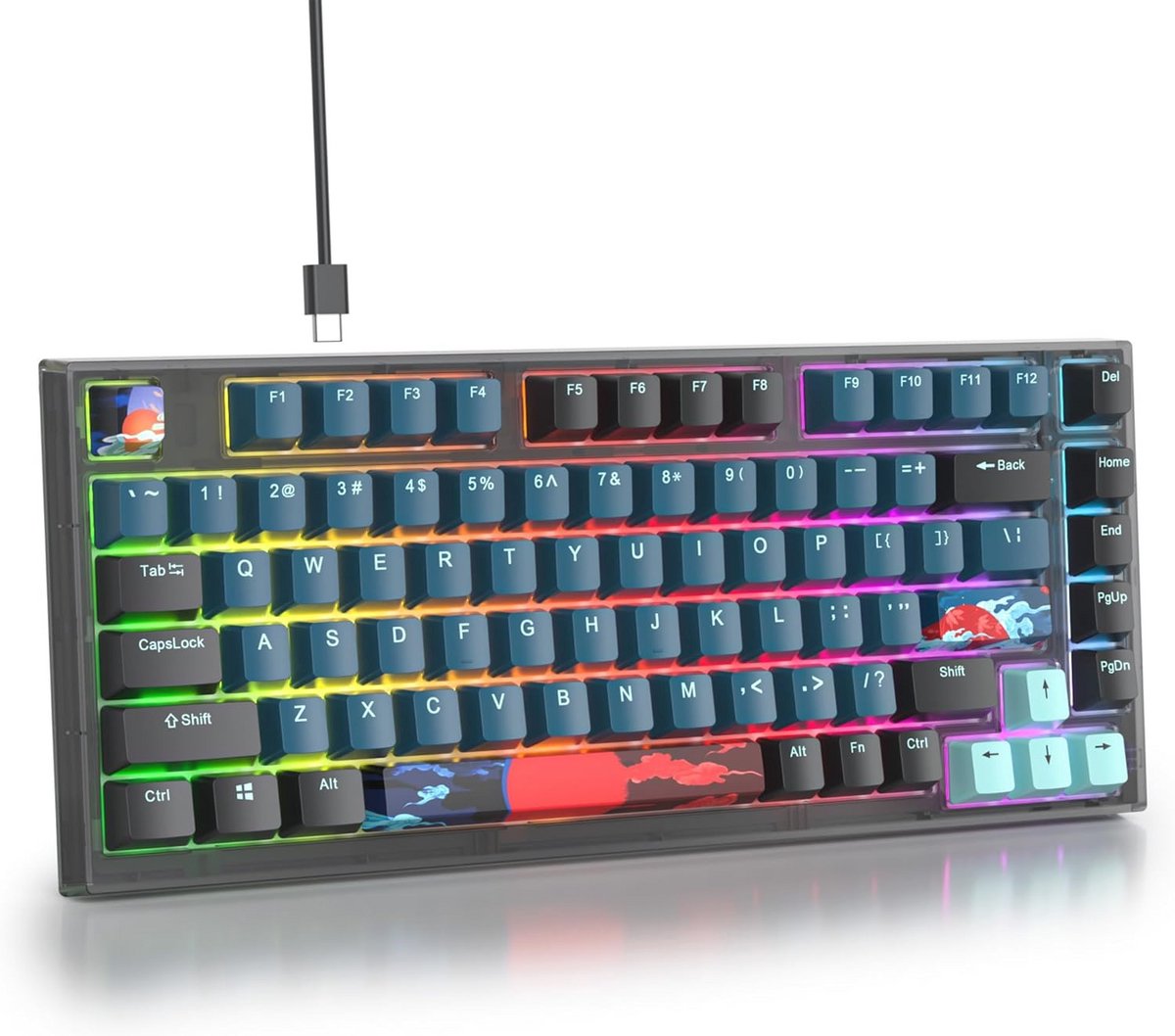Compact Mechanisch Gaming Toetsenbord met RGB Verlichting - 75% Hotswappable en 82 Toetsen