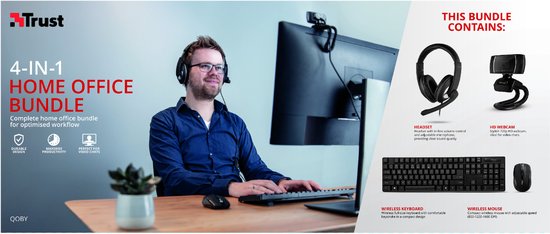 Trust Qoby toetsenbord Inclusief muis Kantoor RF Draadloos Frans Zwart