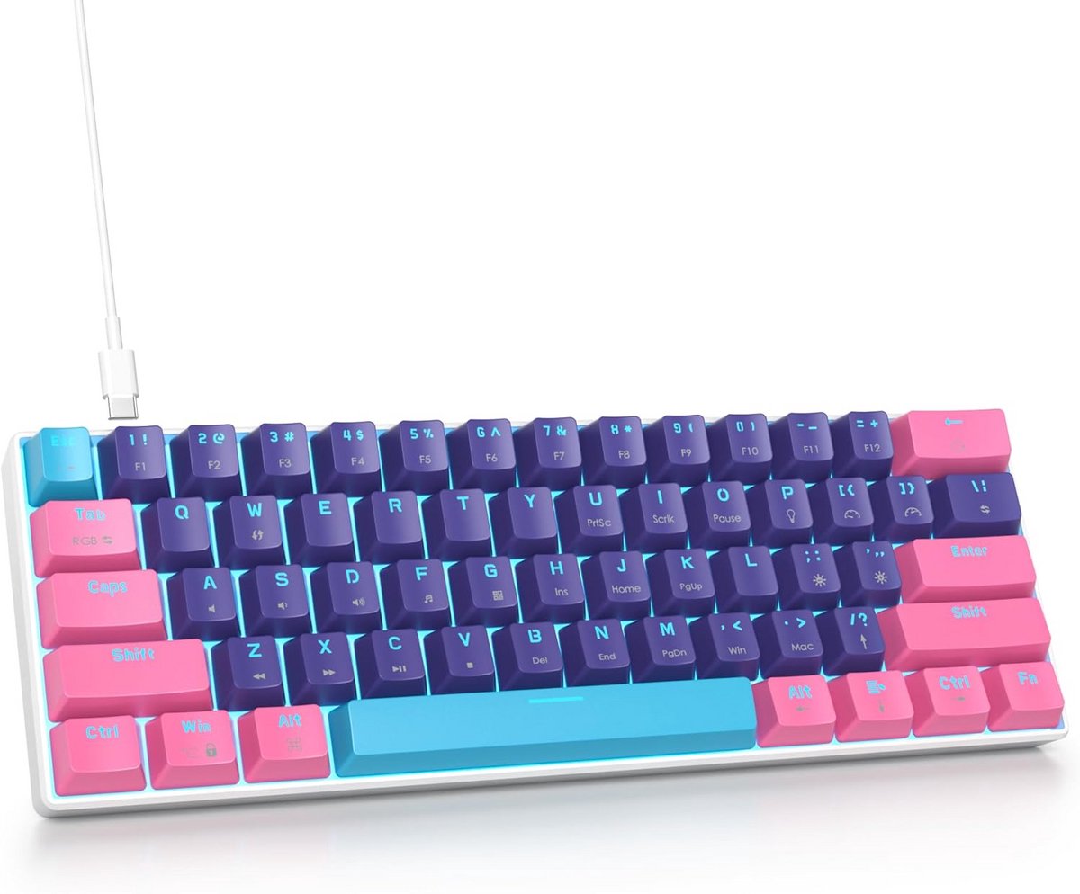 Compact 60% Gaming Toetsenbord met RGB Achtergrondverlichting - Wired Mechanisch Toetsenbord voor PC
