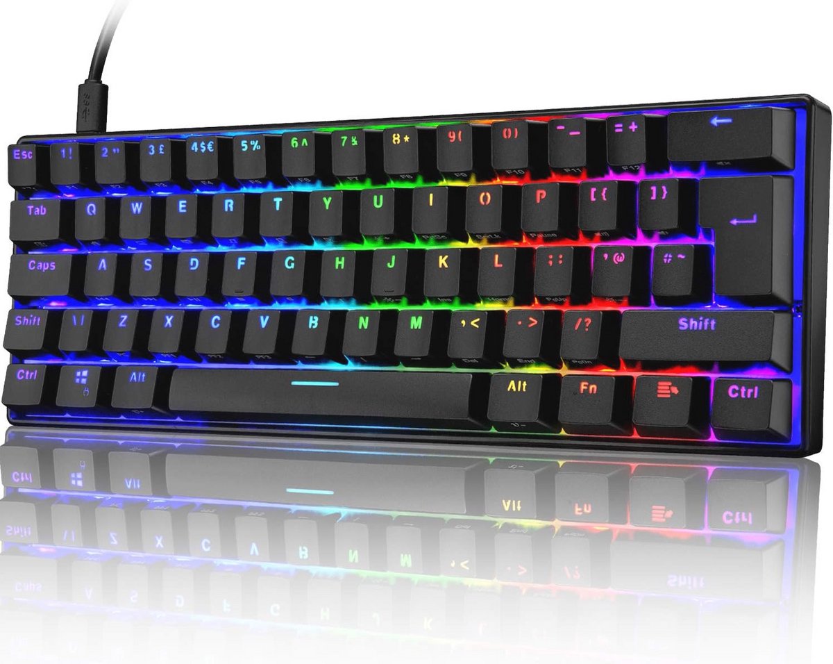 60% Mechanisch Gaming Toetsenbord Type C Bedraad met LED Backlight en Volledige Anti-ghosting