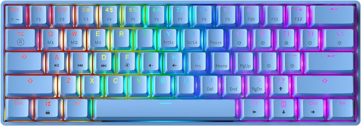 Mechanisch Gaming Toetsenbord 61 Toetsen RGB Verlicht Bedraad Programmeerbaar voor PC/Mac
