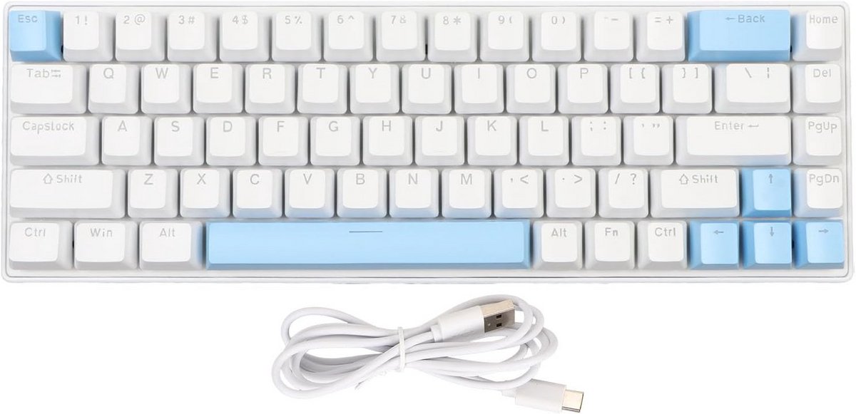 Compact Mechanisch Gaming Toetsenbord 68 Toetsen RGB Bedraad USB C Blauwe Schakelaar