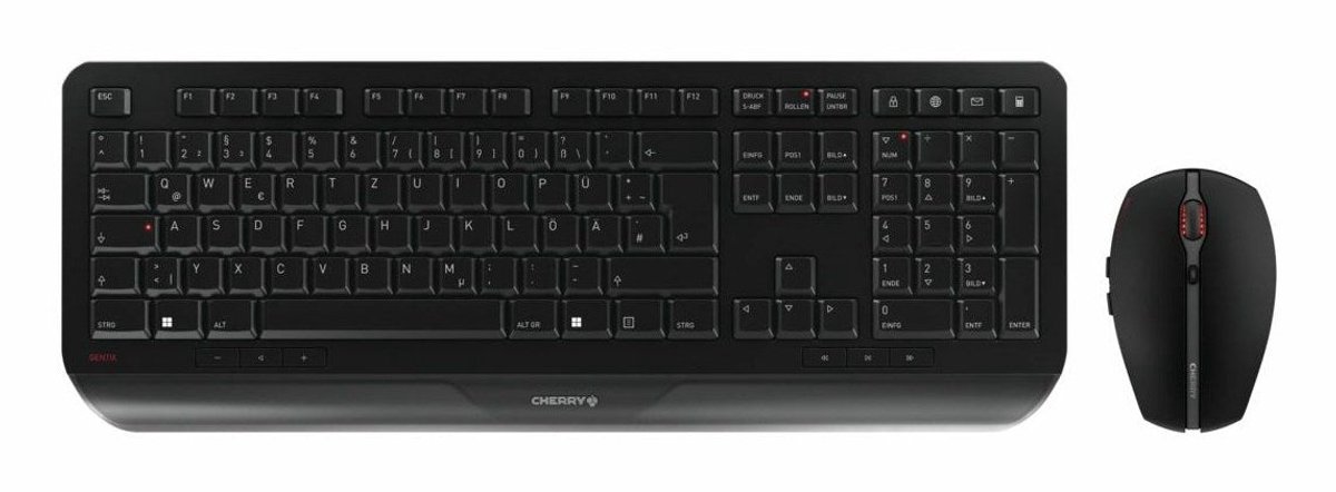 CHERRY Desktop GENTIX [DE] WL black Deutschland toetsenbord Inclusief muis RF Draadloos Zwart