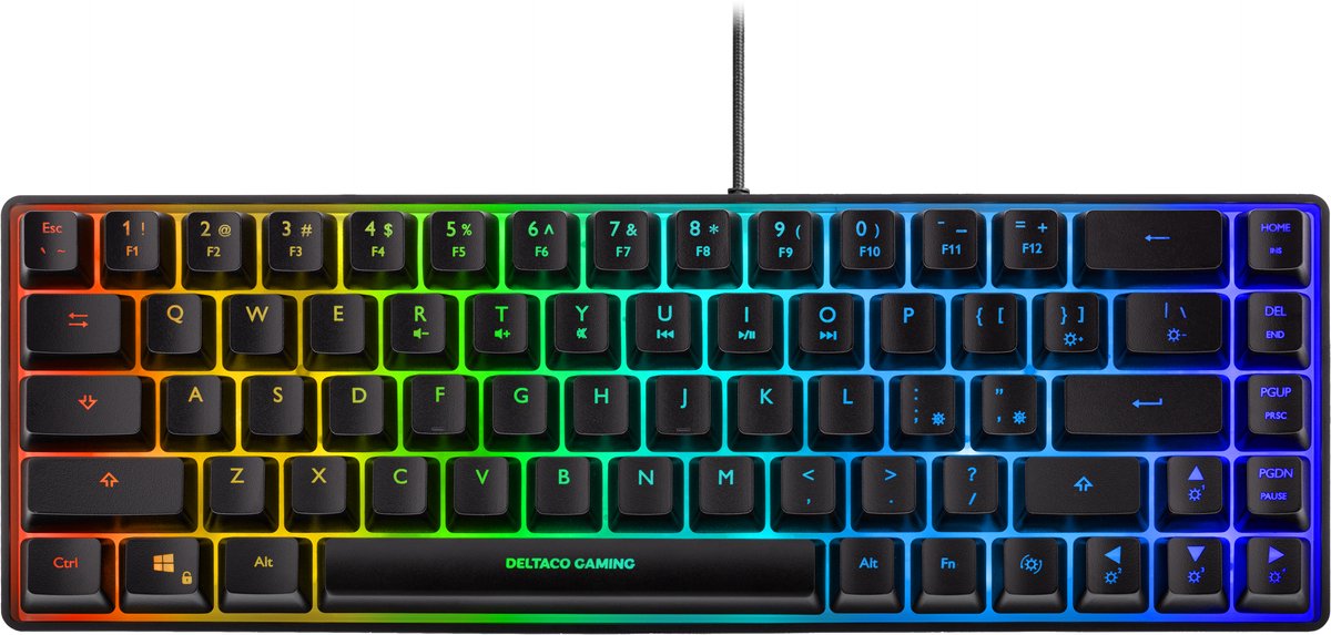 Deltaco Gaming DK240 - Gaming Toetsenbord 60% - RGB Semi-transparant - QWERTY (US) - Zwart