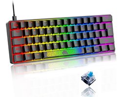 Compact 60% RGB Mechanisch Toetsenbord - Blauw Switch QWERTY UK Layout - LED Verlichting
