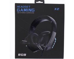 Gaming Headset X2 - 360 Stereo Surround - RGB - Noise Canceling - Soft Earpads - Zwart