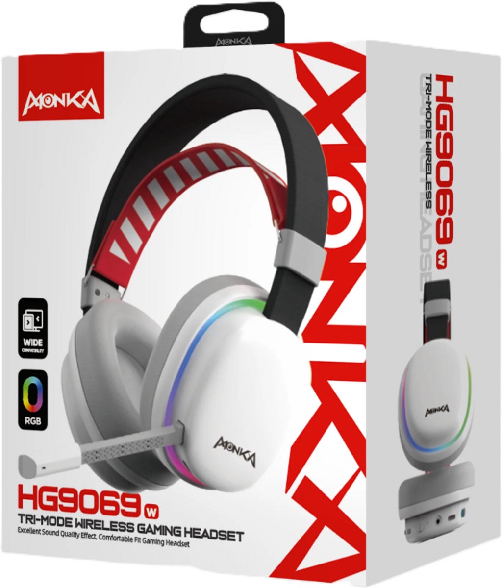 Monka Draadloze Gaming Headset Echo – Trimode – RGB verlichting