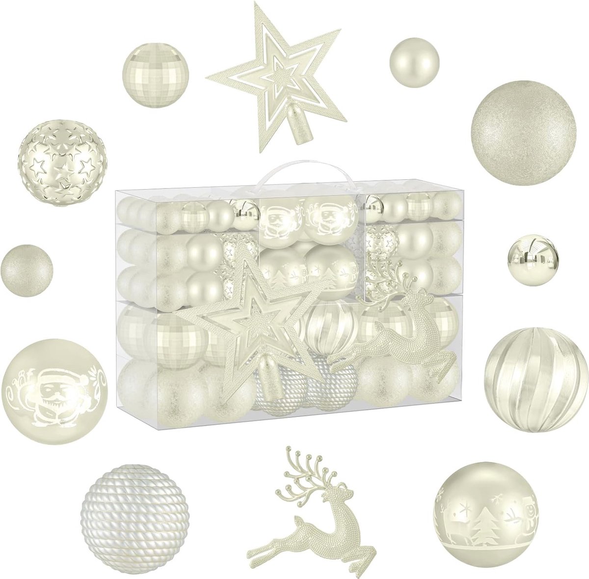 Kerstballen Set van 102 Stuks voor Boom Decoratie met Diverse Ontwerpen