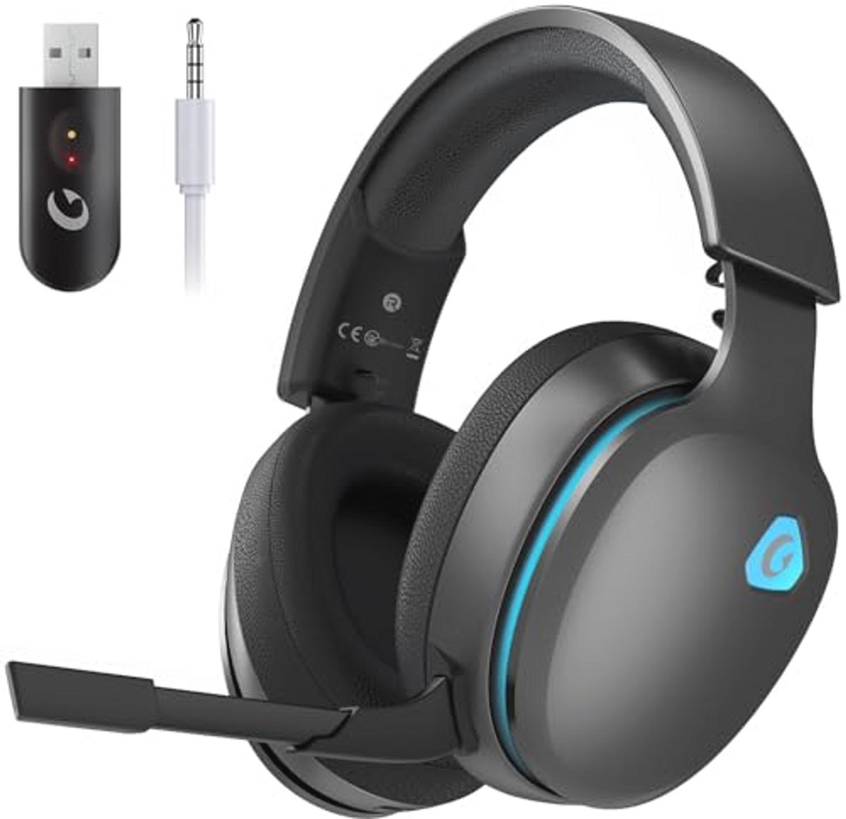 Draadloze Gaming Headset voor PC, PS5, Mac en Switch met 7.1 Surround Sound en Bluetooth 5.3
