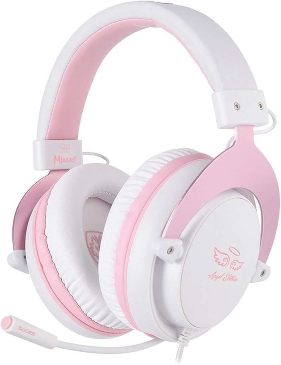 Mono Gaming Headset Roze met Intrekbare Microfoon - Lichtgewicht Bedraad Oortelefoon