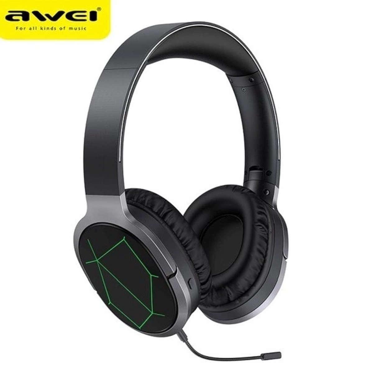 AWEI A799BL Bluetooth gaming-hoofdtelefoon, on-ear, met microfoon, zwart/zwart