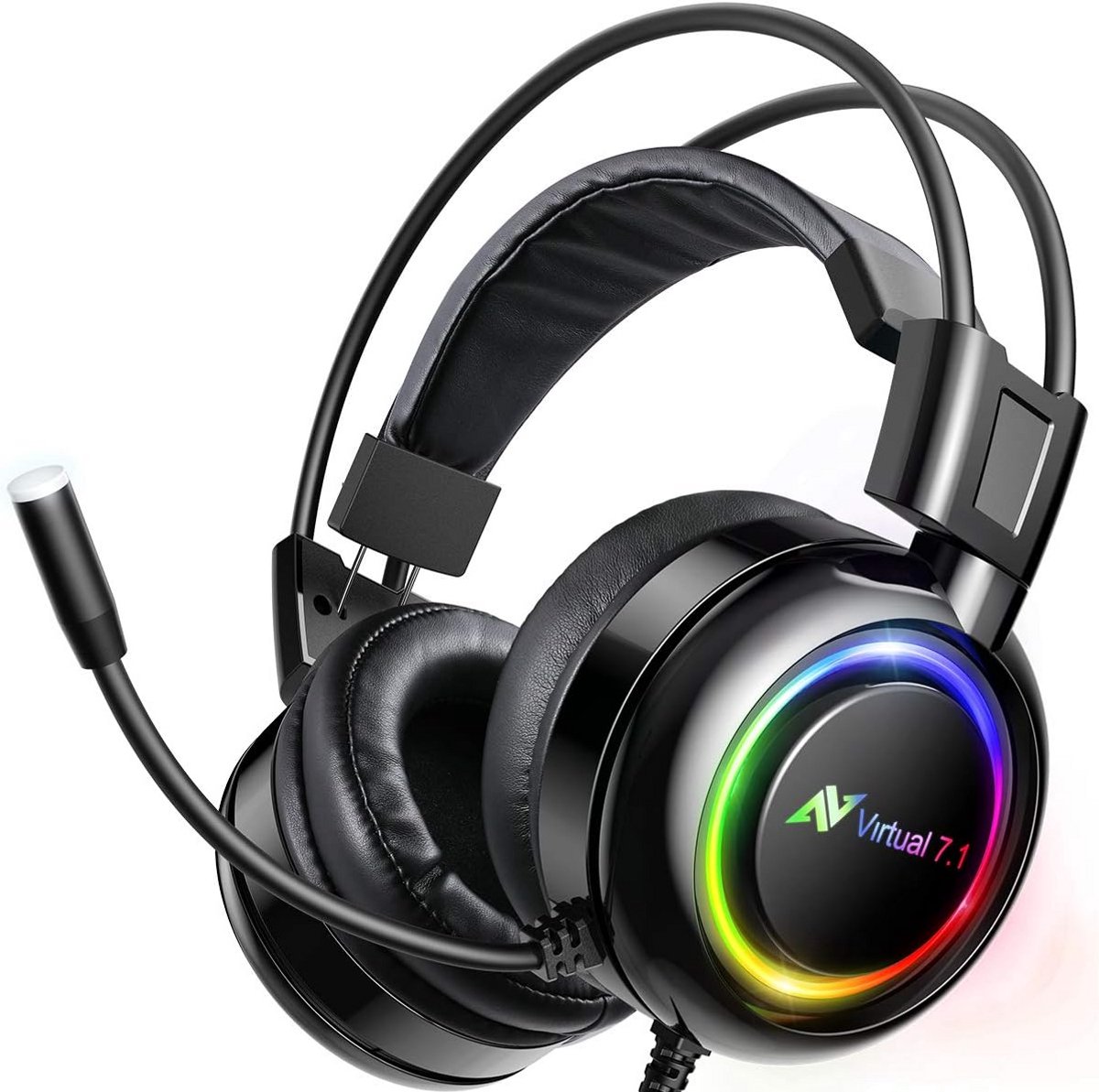 Gaming Headset met Virtueel 7.1 Surround Sound, RGB Verlichting en Vibratie voor PS4, PC en Laptop