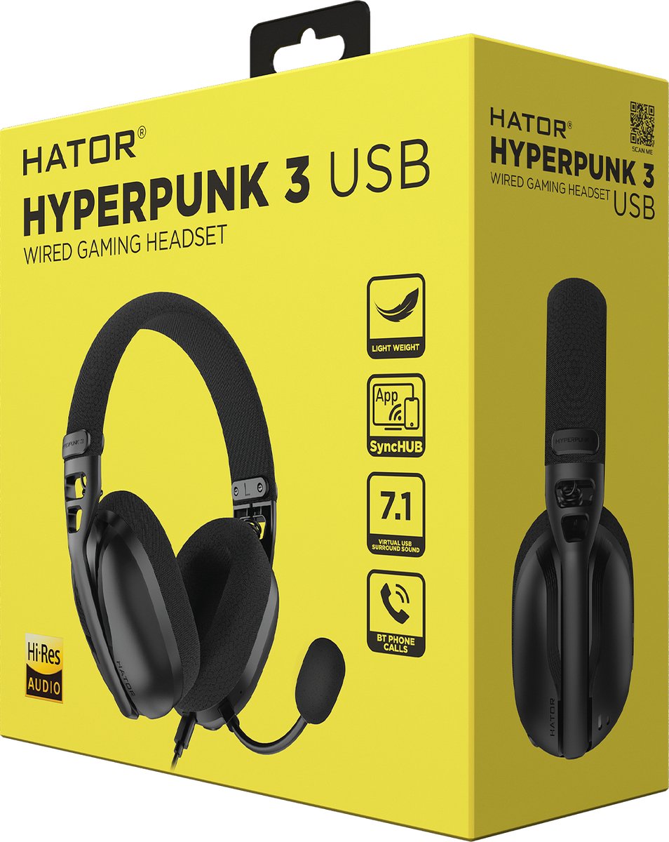 HATOR Hyperpunk 3 USB Headset Bedraad In-ear Gamen USB Type-C / USB Type-A Zwart