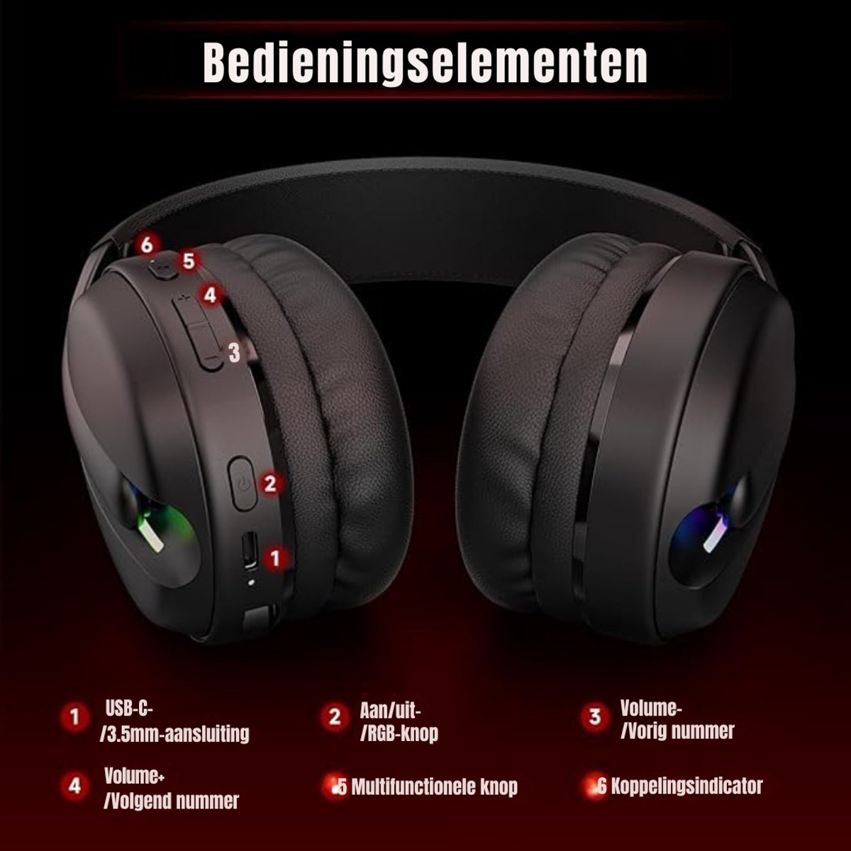 RVV® Game headset draadloos - Headset - Game headset - Gaming headsets - Zwart - 22cm x 19cm x 10cm