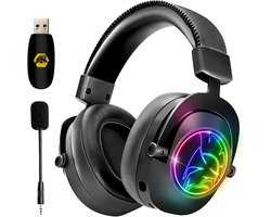 Draadloze Gaming Headset met Afneembare Microfoon en RGB - Compatibel met PS5, PS4, PC, Mac, Switch