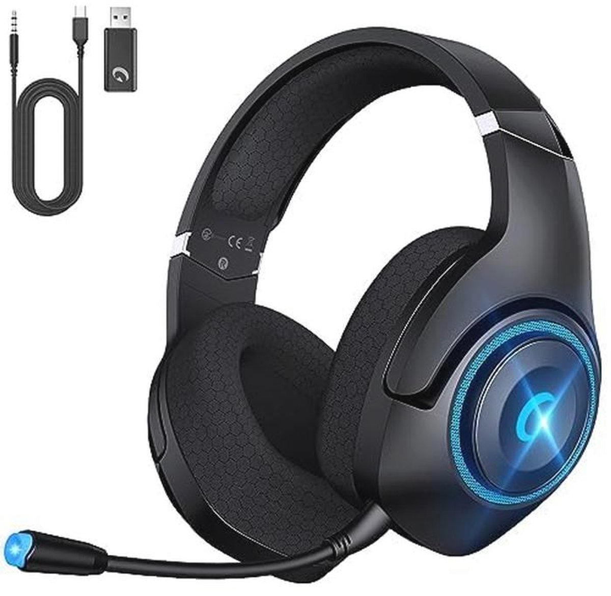 Draadloze Gamingheadset voor PS5/PS4 en PC met 3D Stereo Surround en Microfoon