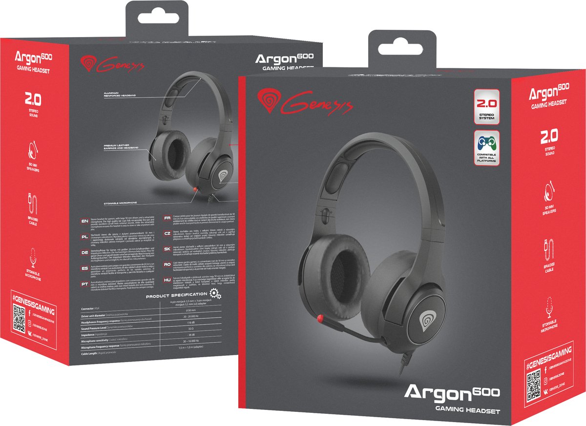 GENESIS - ARGON 600 NSG-1658 - GAMING HEADSET - Zwart