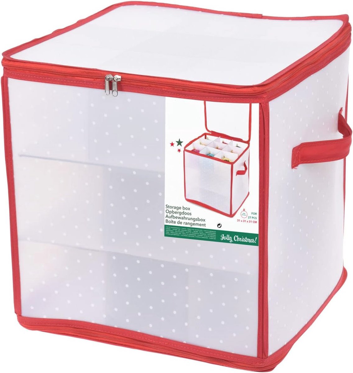 Opbergdoos voor Kerstballen - Geschikt voor 27 Ballen tot 10 cm - Opvouwbaar en Met Inzetstukken