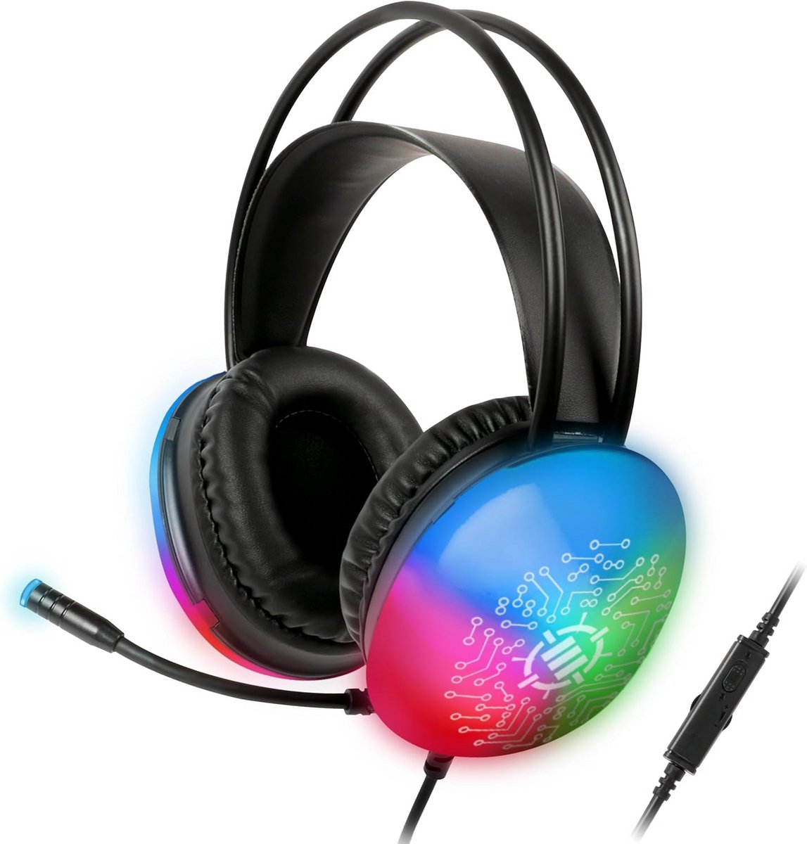 USB Stereo Gaming Headset met Kleurrijke LED's - Over-ear Hoofdtelefoon voor PC