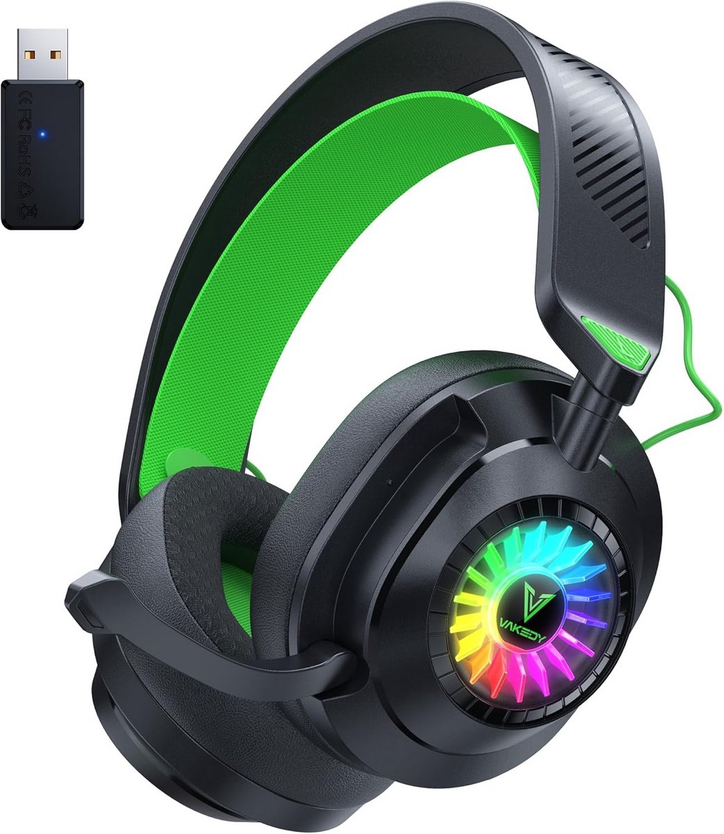 Draadloze Gaming Headset voor PS5, PC, PS4, Mac en Switch - 2.4 GHz USB/Bluetooth met Microfoon