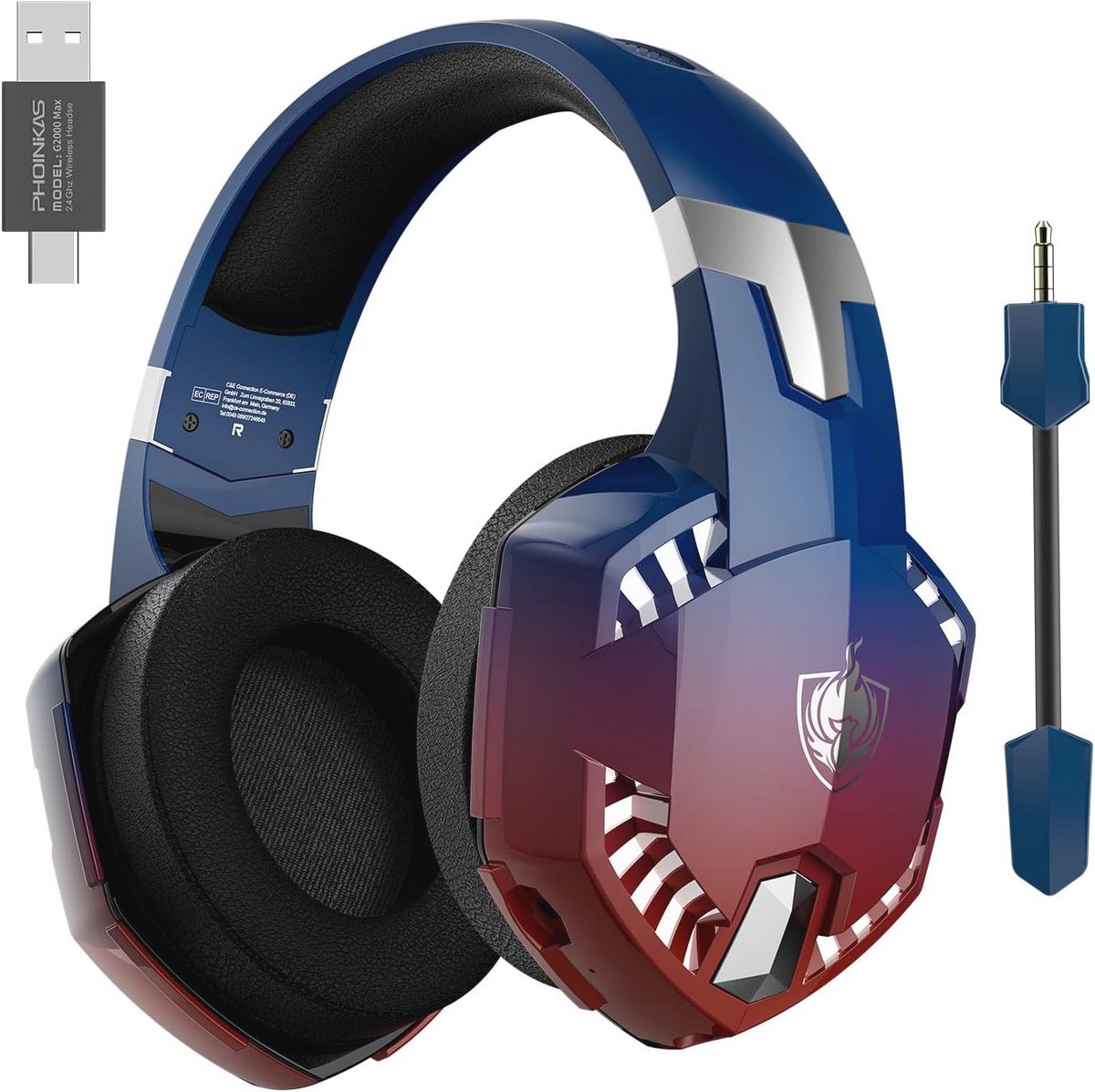 Draadloze gaming headset voor PS5, PS4, PC en Switch met 7.1 surround sound en lage latency