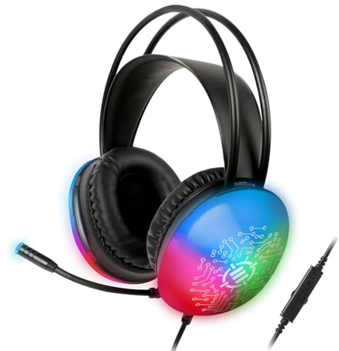 USB Stereo Gaming Headset met Kleurrijke LED's - Over-ear Hoofdtelefoon voor PC