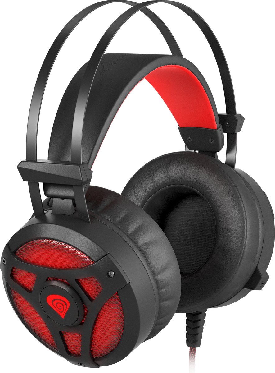 Genesis Headphones with Microphone NEON 360 Red Black