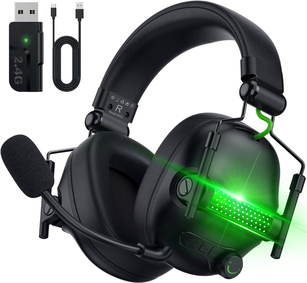 MMP® Game headset draadloos - Headset - Game headset - Gaming headsets - Zwart - 18cm x 9cm x 19cm