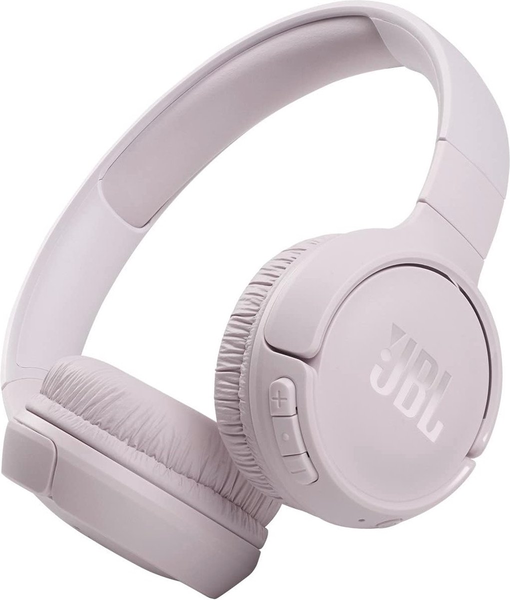 Draadloze over-ear Bluetooth-koptelefoon in roze met microfoon en afstandsbediening