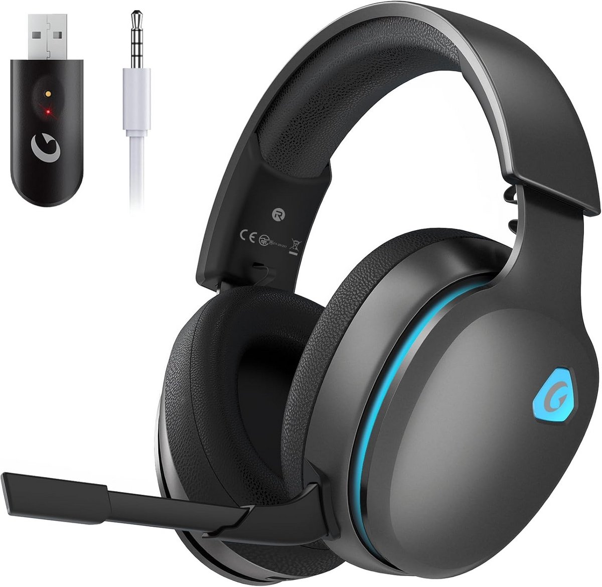 Draadloze Gaming Headset voor PC, PS5, Mac en Switch met 7.1 Surround Sound en Bluetooth 5.3