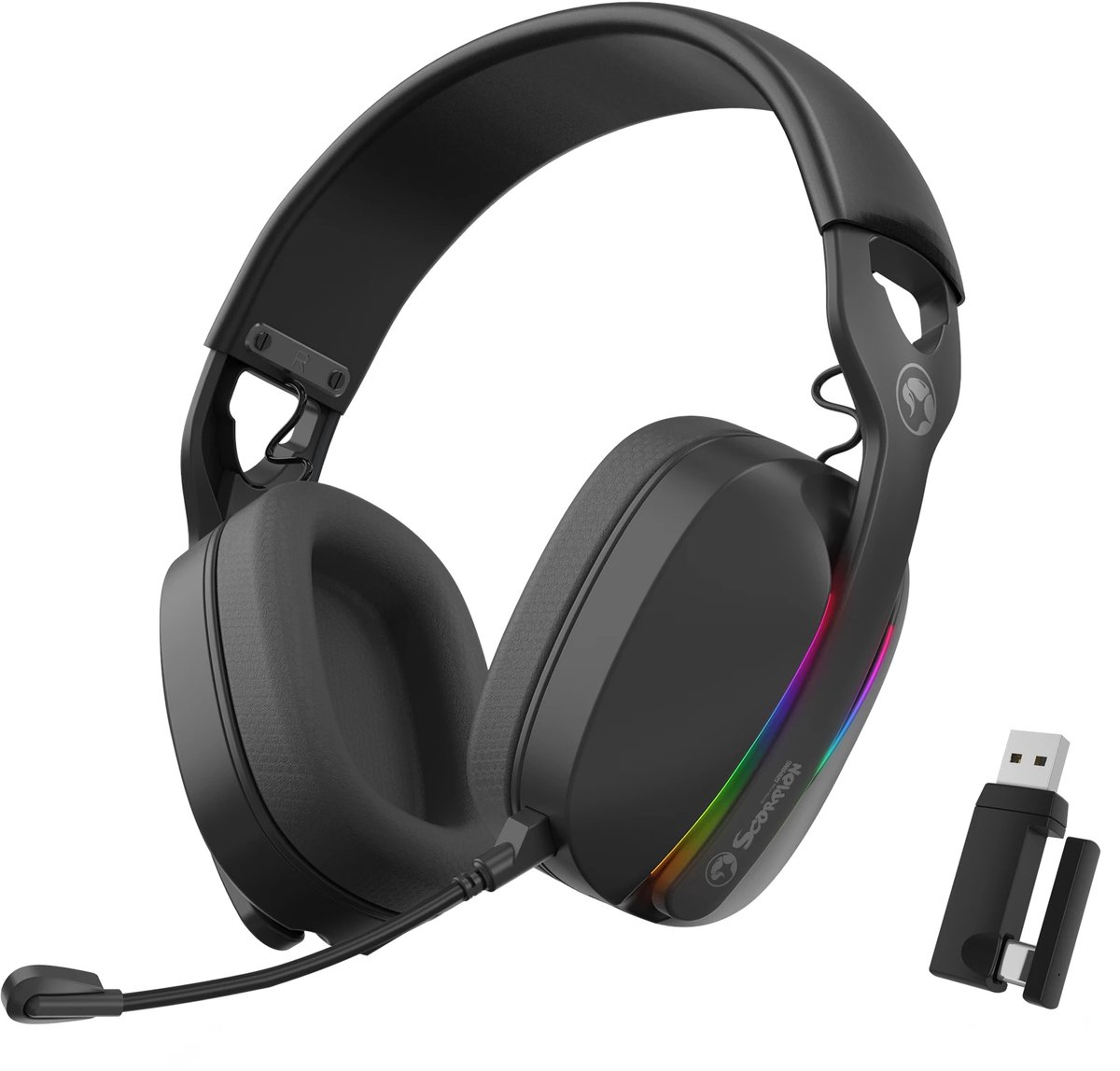 Marvo draadloze gaming Headset Pulz 70W -Trimode - zwart- 40 mm speakers